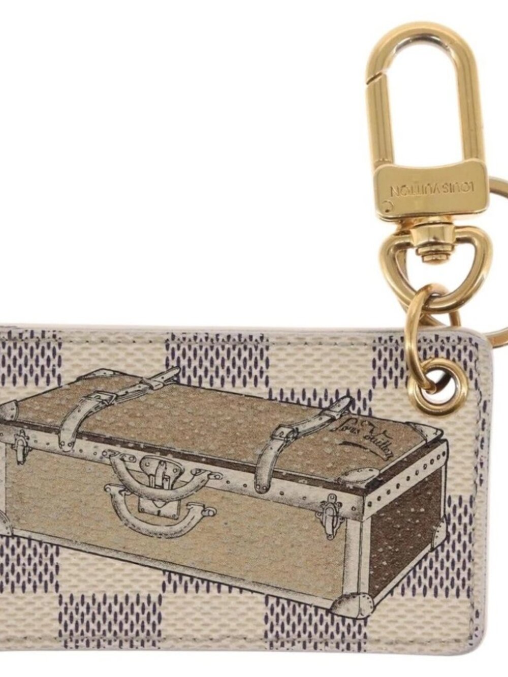 LOUIS VUITTON Damier Azur Porte Cles Afish Key Ring - Picture 3 of 10